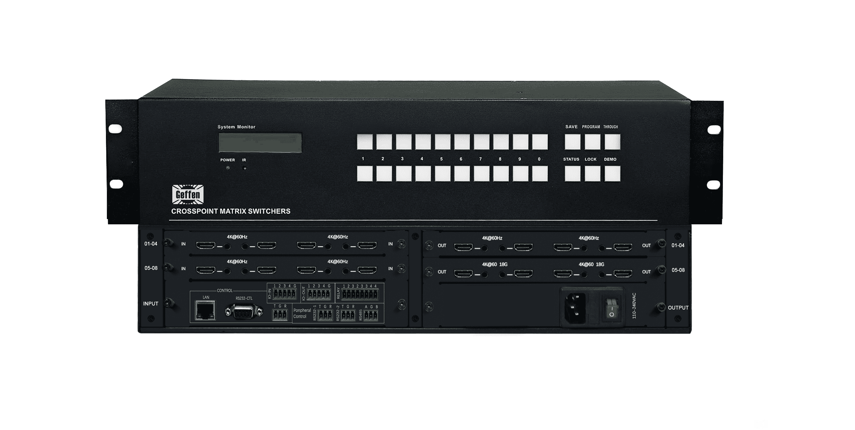 8路8进8出高清4K无缝混合矩阵切换器 1卡4路