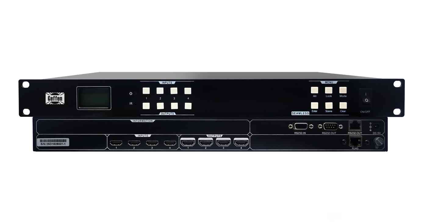 HDMI4进4出高清无缝矩阵带显示屏 4K30